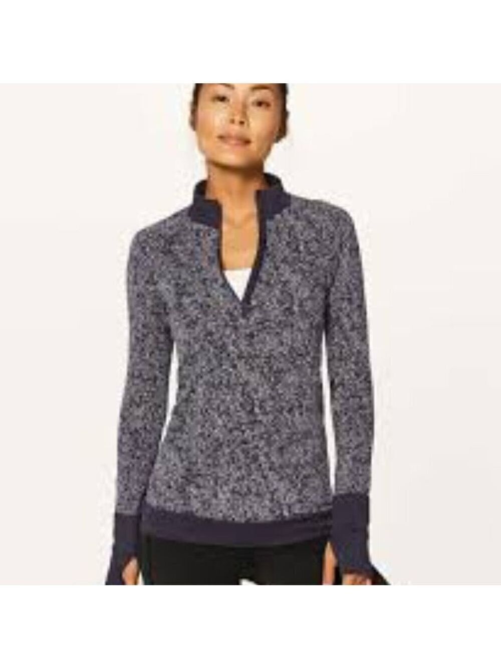 LULULEMON Rest Less 1/2 Zip in Black/White Size 8